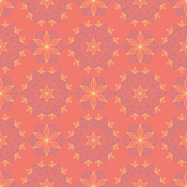 Floral red seamless pattern. Bright colored background with yellow and blue flower elements - Vektor, obrázek