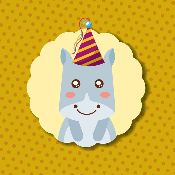 cute animal happy birthday - Vetor, Imagem