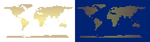 Kultainen pisteviiva maailman mantereen kartta
 - Vektori, kuva