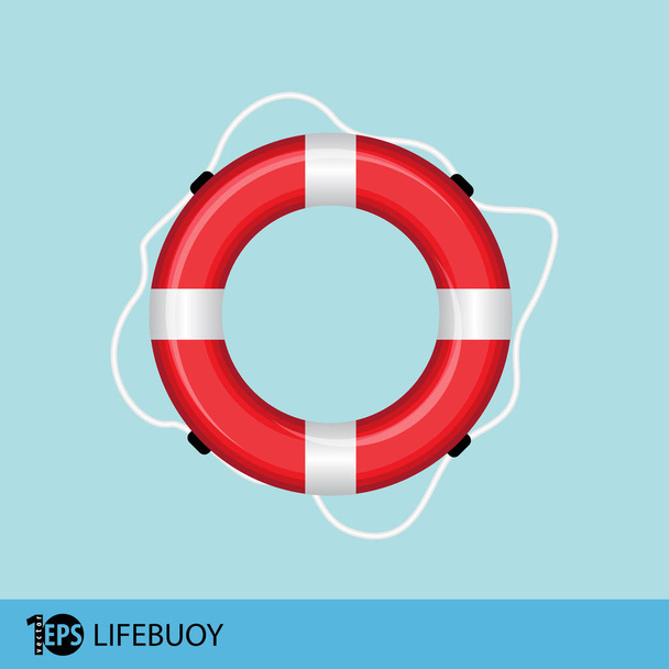 red lifebuoy flat icon, vector illustration - Vector, Image