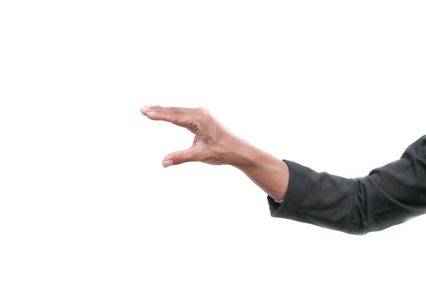 χέρι να κρατά σήμα ή σύμβολο αντικείμενο άλλα σε λευκό φόντο - Φωτογραφία, εικόνα