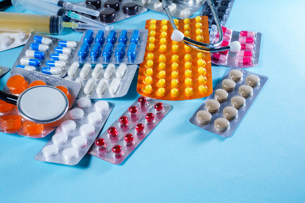 Geneesmiddel en elementen van de farmaceutische industrie - Foto, afbeelding