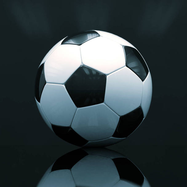 Ballon de football réaliste sur fond sombre
 - Photo, image