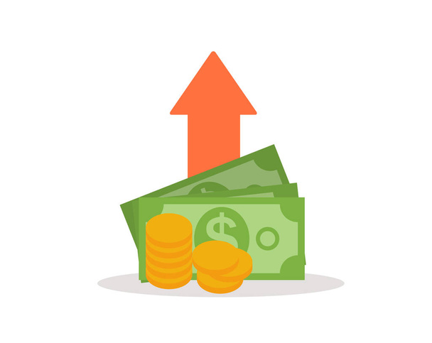 Inkomen verhogen, financiële strategie, gouden munten pictogram teken Business Finance geld Concept vectorillustratie - Vector, afbeelding