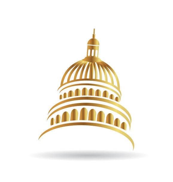 Capitol arany épület ikonjára - Vektor, kép