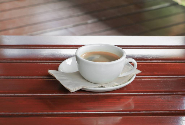 coffee  in cup  on  wood floor background - Photo, Image