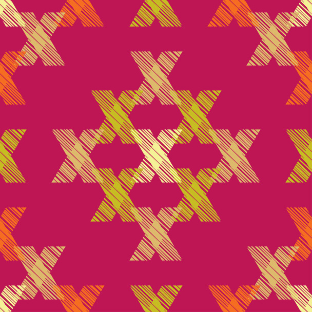 Ethnic boho seamless pattern. Hand hatching. Traditional ornament. Geometric background. Folk motif. Textile rapport. - Vector, imagen