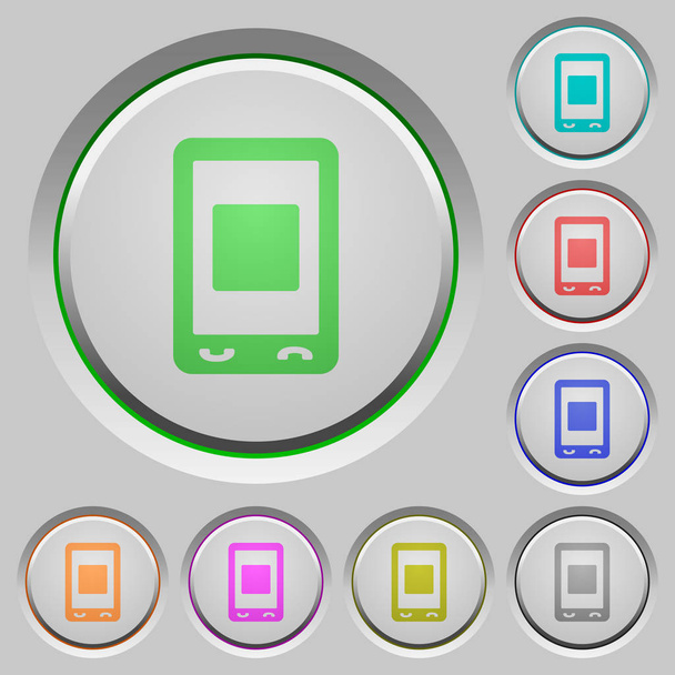Medios móviles detener iconos de color en botones hundidos
 - Vector, imagen