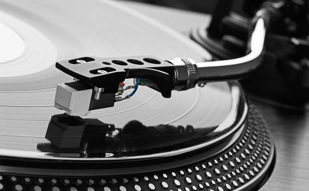 Close up of record player playing vinyl - Photo, Image