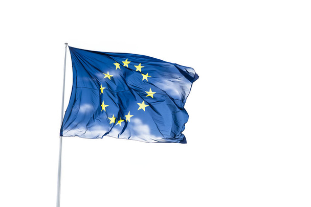 Vlajka Evropské unie (Eu) izolované na bílém. - Fotografie, Obrázek
