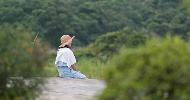 Travel woman enjoy viewing the natural landscape at outdoor - Fotó, kép