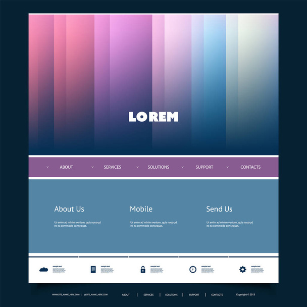 Plantilla de diseño del sitio web para su negocio con colorido patrón de rayas
 - Vector, imagen