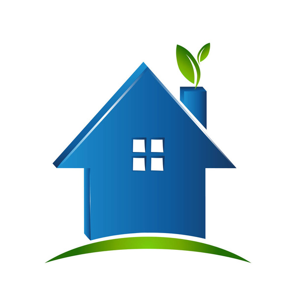 Simple house green environment icon - Vector, Image