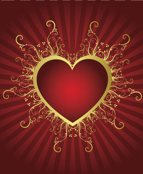 Heart golden frame - Vector, Imagen