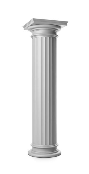 Enkele Griekse kolom op witte achtergrond 3d Render - Foto, afbeelding