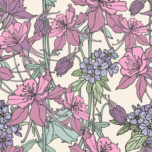 Floral seamless pattern. Flowers illustration - Vector, afbeelding