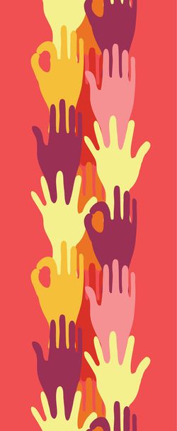 Hands in the crowd vertical seamless pattern border - Vector, Image