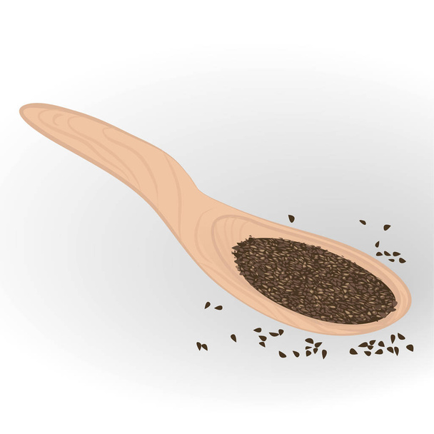 Ilustracja wektorowa flaxseeds w łyżce  - Wektor, obraz