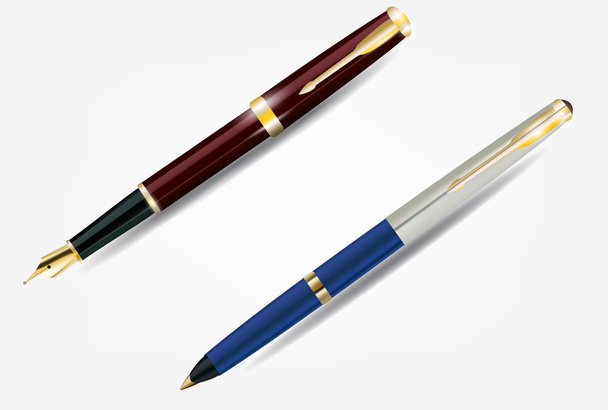 Pen with gold nib and ballpoint pen. - Vector, Image