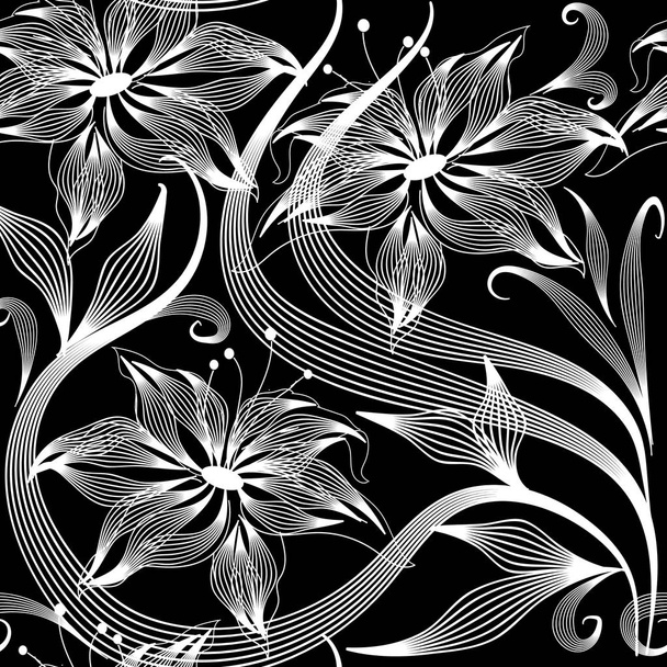 Elegance abstract flowers vector seamless pattern - ベクター画像