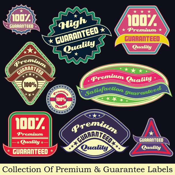 Premium-Qualität und Garantie-Etikettensammlung - Vektor, Bild