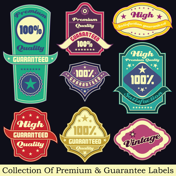 Premium quality and guarantee label collection - Vektör, Görsel