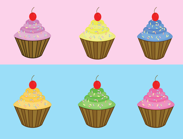 Conjunto de vários cupcakes
 - Vetor, Imagem