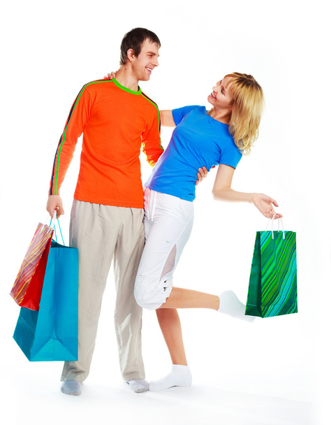 Couple with shopping bags - Foto, Imagen