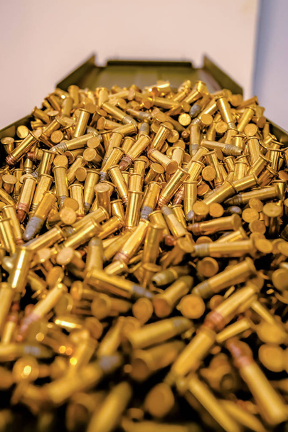 Straight view ammo box full of bullets - Photo, Image