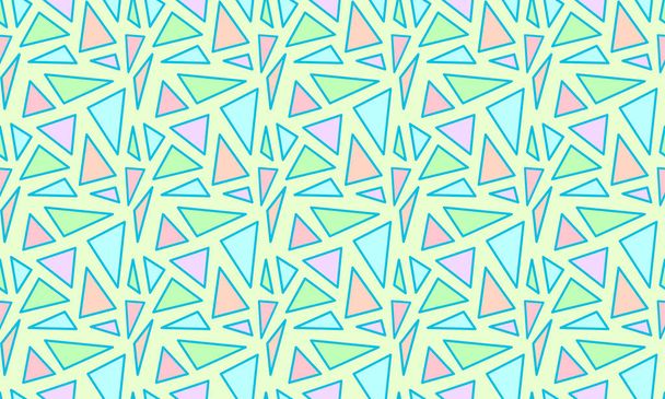 Geometric seamless pattern with multicolored triangless on green background - Vetor, Imagem