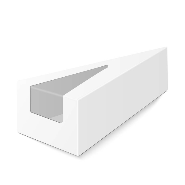 Bolo de papelão triângulo branco ou caixa de torta para uma peça. Embalagem para alimentos, Vetor de embalagem de produtos
  - Vetor, Imagem