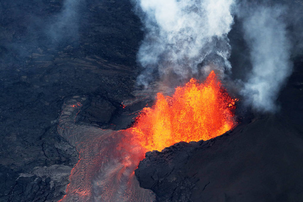 Aerial view of the volcanic eruption of volcano Kilauea, Fissure 8, May 2018 - Photo, Image