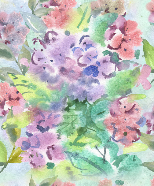 Легкий бесшовный узор акварельных цветов в пастельном цвете для обоев, тканей, косметической упаковки и бумаги
 - Фото, изображение