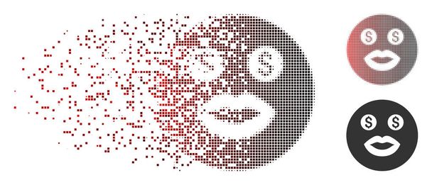 Pixel quebrado Halftone prostituta ícone sorridente
 - Vetor, Imagem