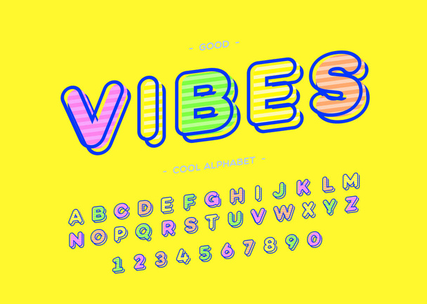 Vibes cool alphabet modern typography - Vector, imagen