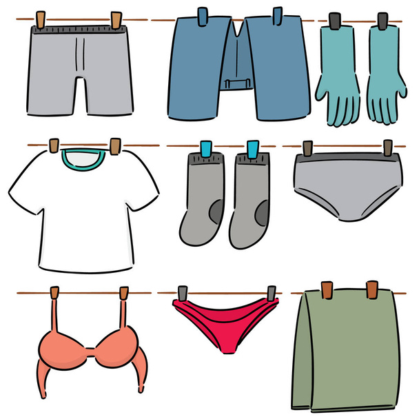 vector set of drying clothes - Vector, Image