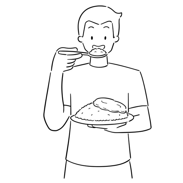 vector of man eating - Vector, Image