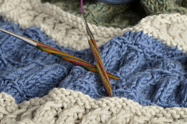 Circular Needle with a Knited Blanket - Photo, Image