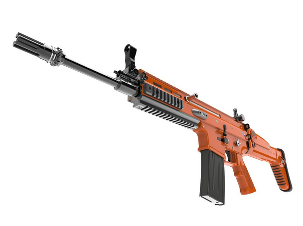 Μεταλλικό πορτοκαλί σύγχρονη assault τουφέκι - χαμηλή γωνία πυροβολισμό - Φωτογραφία, εικόνα