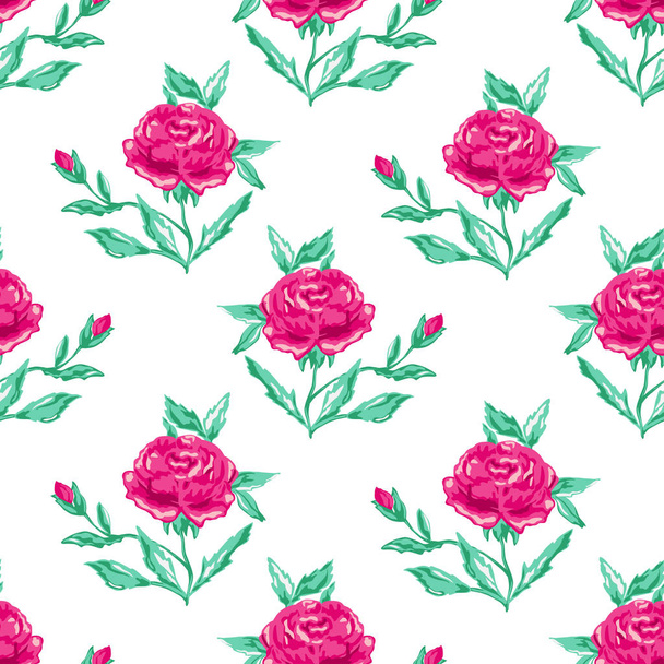 Elegant seamless pattern with peony flowers, design elements. Floral  pattern for invitations, cards, print, gift wrap, manufacturing, textile, fabric, wallpapers - Вектор,изображение
