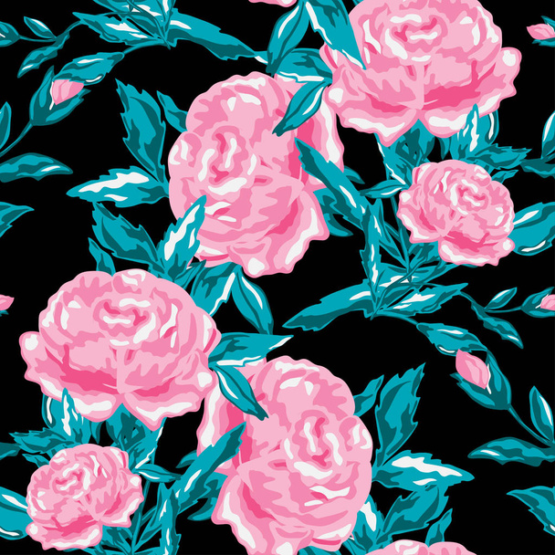 Elegant seamless pattern with peony flowers, design elements. Floral  pattern for invitations, cards, print, gift wrap, manufacturing, textile, fabric, wallpapers - Vector, Image