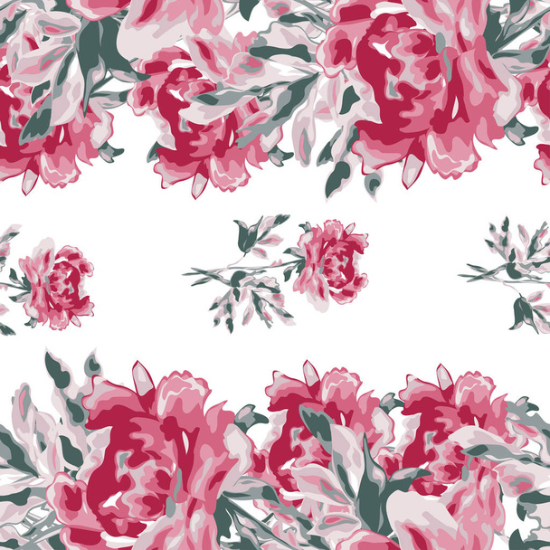Elegant seamless pattern with peony flowers, design elements. Floral  pattern for invitations, cards, print, gift wrap, manufacturing, textile, fabric, wallpapers - Vector, imagen