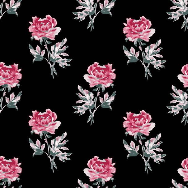 Elegant seamless pattern with peony flowers, design elements. Floral  pattern for invitations, cards, print, gift wrap, manufacturing, textile, fabric, wallpapers - Vector, afbeelding