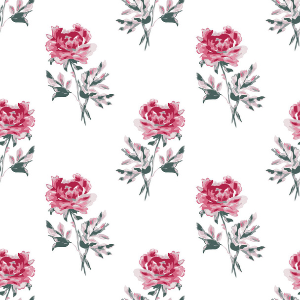 Elegant seamless pattern with peony flowers, design elements. Floral  pattern for invitations, cards, print, gift wrap, manufacturing, textile, fabric, wallpapers - Vektor, kép