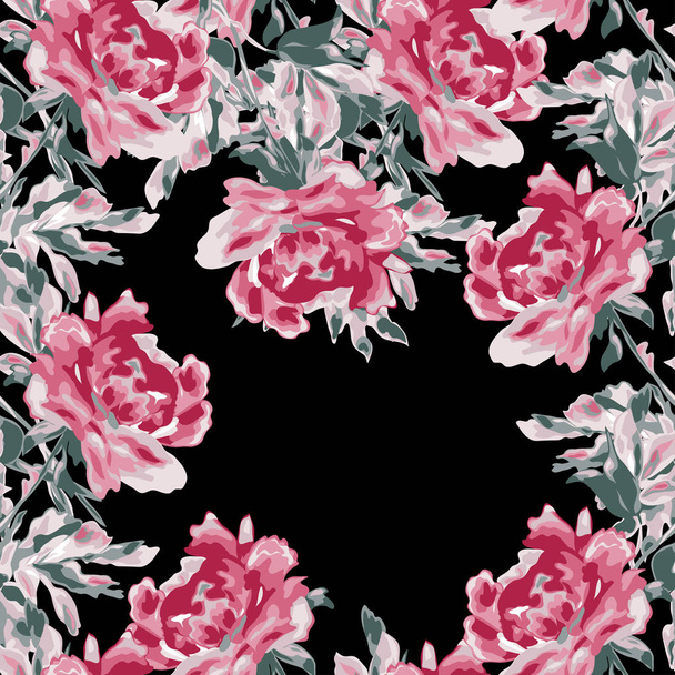 Elegant seamless pattern with peony flowers, design elements. Floral  pattern for invitations, cards, print, gift wrap, manufacturing, textile, fabric, wallpapers - Vettoriali, immagini