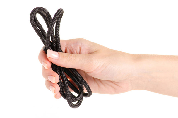 Rope black in hand - Φωτογραφία, εικόνα