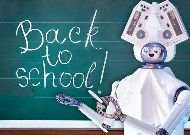 Вчитель робот зі штучним інтелектом у шкільному класі дошка
. - Фото, зображення