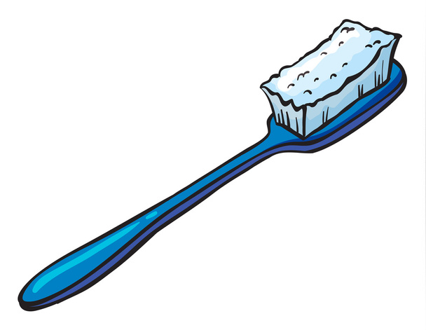 蓝色的牙刷μια μπλε οδοντόβουρτσα - Διάνυσμα, εικόνα