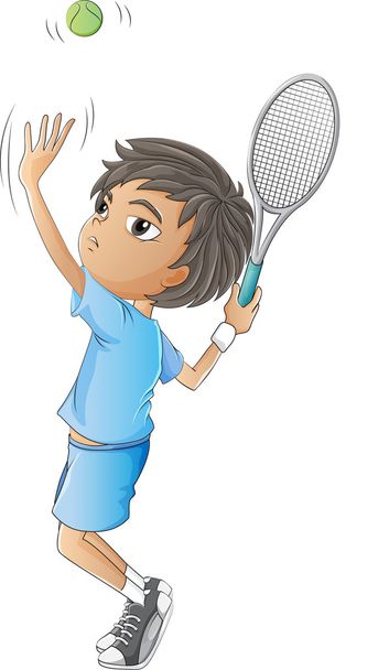 A young boy playing tennis - Vector, Image