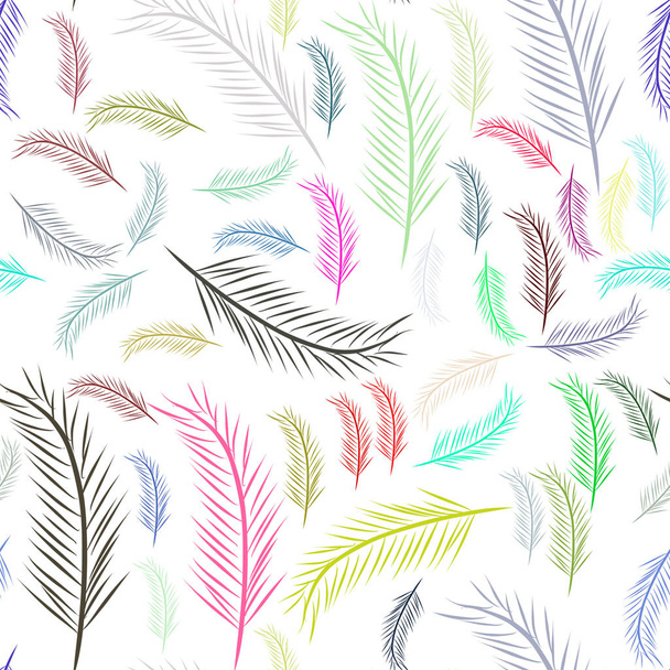 Seamless abstract feather illustrations background. Cartoon style vector graphic. - Vetor, Imagem